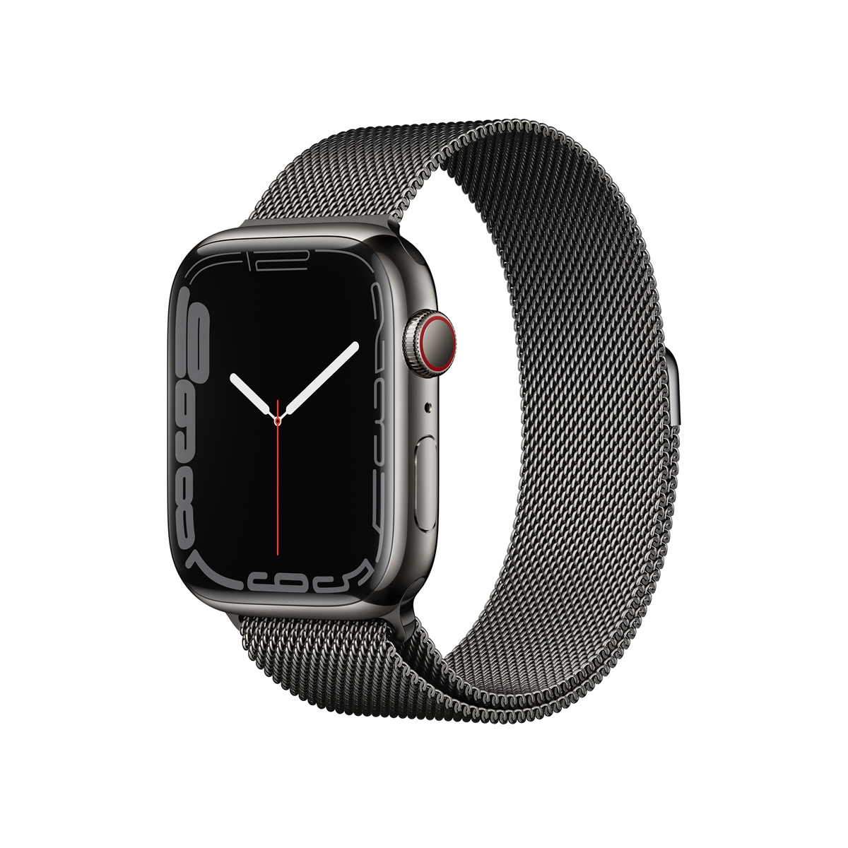 Apple Watch Series 7 GPS + Cellular, 45mm Graphite Stainless Steel Case with Graphite Milanese Loop